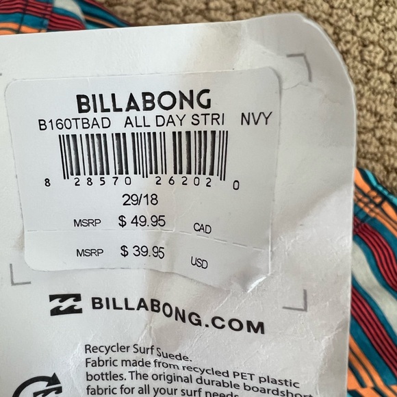 Billabong Blue Board Shorts Vibrant Stripes Swim - Picture 7 of 7